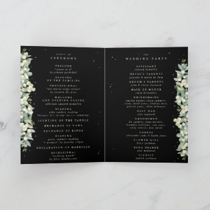 Elegant Black Snowberry+Eucalyptus Winter Wedding Programme