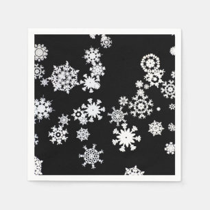 Elegant Black Snowflakes Christmas Napkin