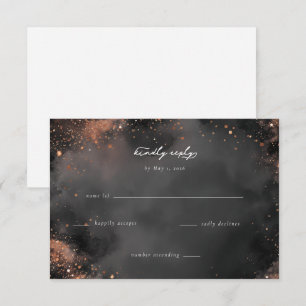 Elegant Black Sparkle RSVP Card