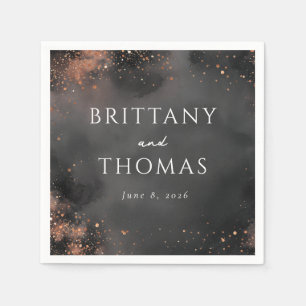 Elegant Black Sparkling Invitations Napkin