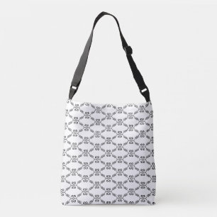 Elegant black spiral vector pattern on white crossbody bag