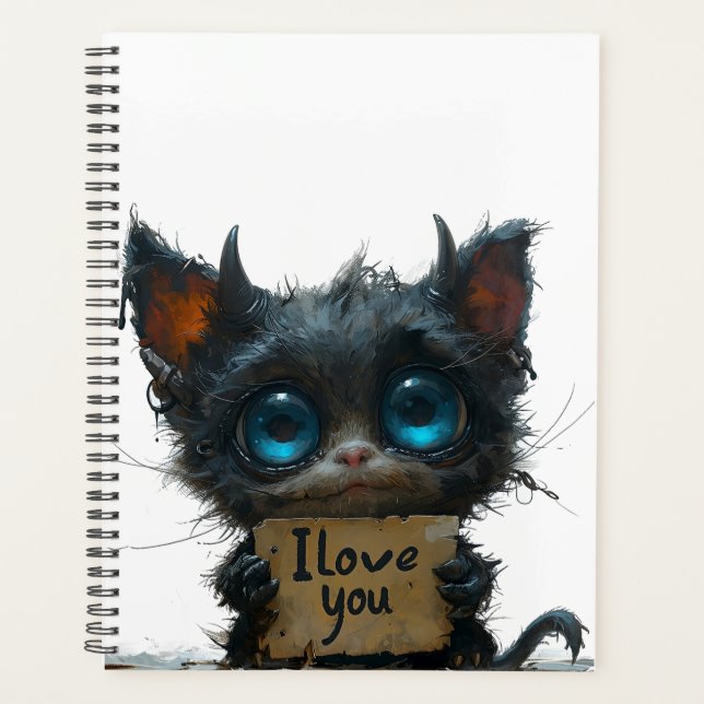  Elegant Black SpiralI Love You Planner (Front)