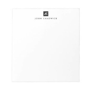 Elegant Black Square Bold Two Monogram Initial Notepad