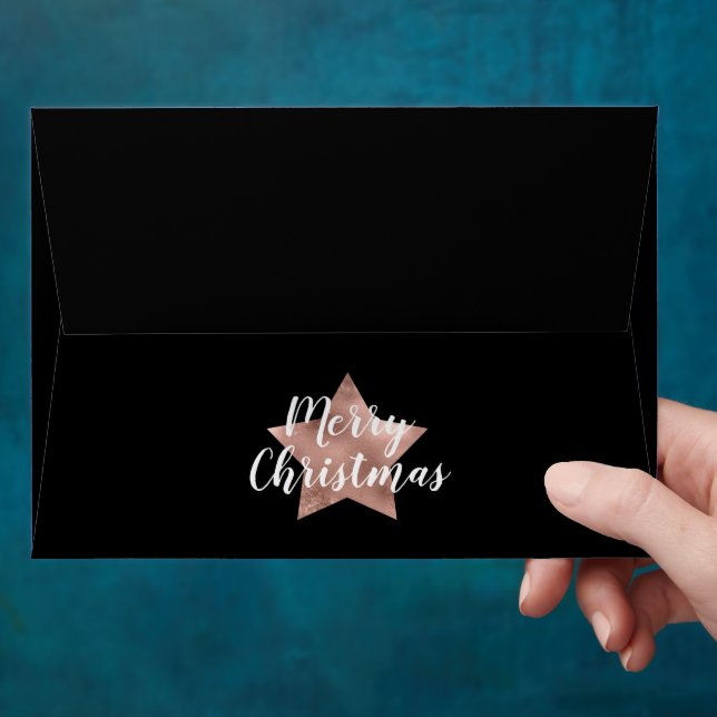 Elegant Black Star Christmas Envelope (Hand)