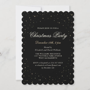 Elegant Black Starry Christmas Party Invitation