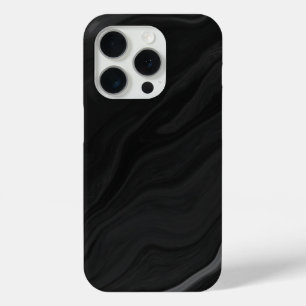 Elegant Black Stone Marble Pattern iPhone 15 Pro Case