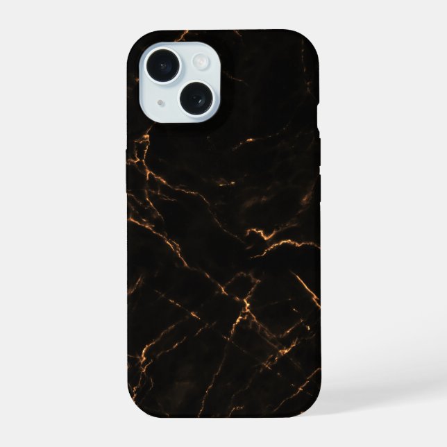 Elegant Black Stone Marble Pattern iPhone 15 Case (Back)