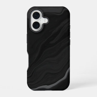 Elegant Black Stone Marble Pattern iPhone 16 Case