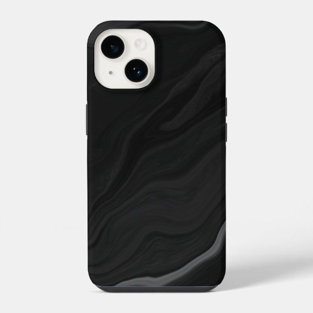 Elegant Black Stone Marble Pattern iPhone Case (Back)