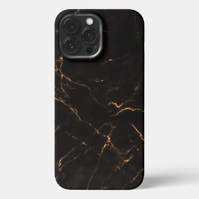 Elegant Black Stone Marble Pattern iPhone Case (Back)