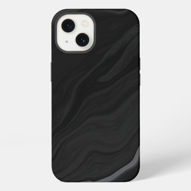 Elegant Black Stone Marble Pattern iPhone Case (Back)