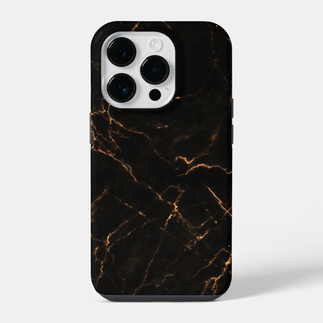 Elegant Black Stone Marble Pattern iPhone Case (Back)