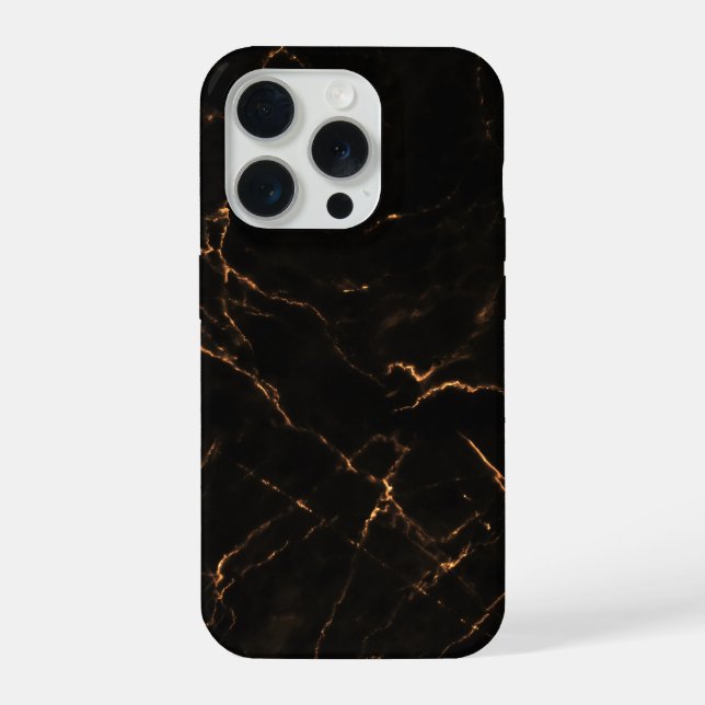 Elegant Black Stone Marble Pattern iPhone Case (Back)