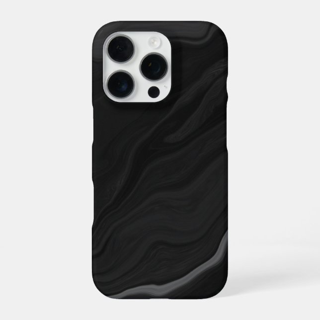 Elegant Black Stone Marble Pattern iPhone Case (Back)