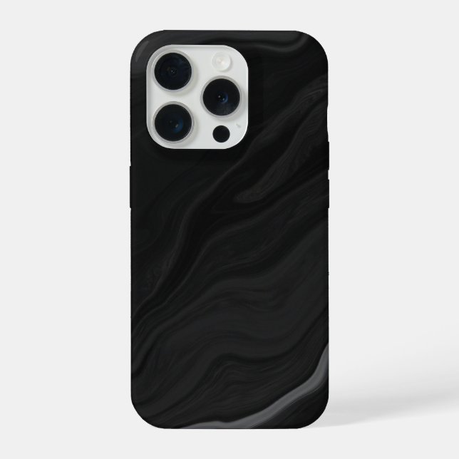 Elegant Black Stone Marble Pattern iPhone Case (Back)