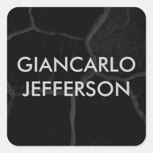 Elegant Black Stone Minimalist Style Professional Square Sticker