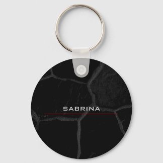 Elegant Black Stone Minimalist Stylish Modern Key Ring