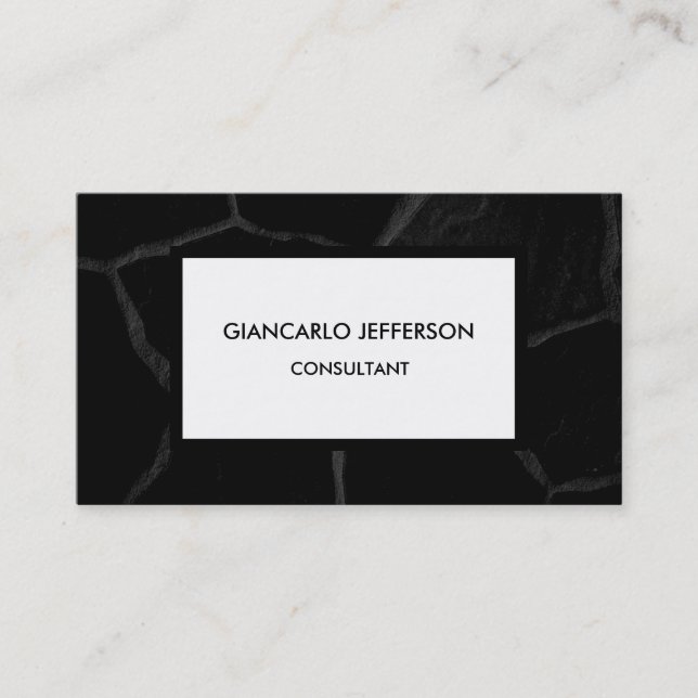 Elegant Black Stone Minimalist White Professional Business Card (Front)