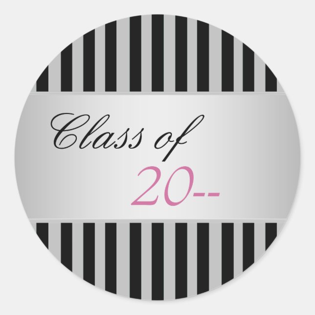 Elegant Black Stripe Graduation Stickers (Front)
