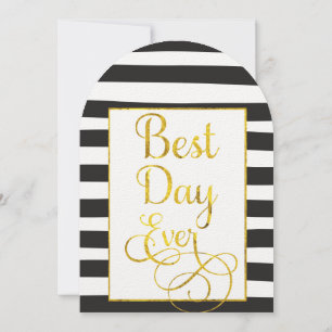 Elegant Black Stripe with Gold Elements Wedding Invitation