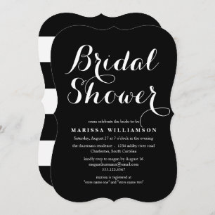 Elegant Black Stripes Bridal Shower Invitation