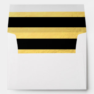 Elegant Black Stripes Gold Foil Printed Envelope
