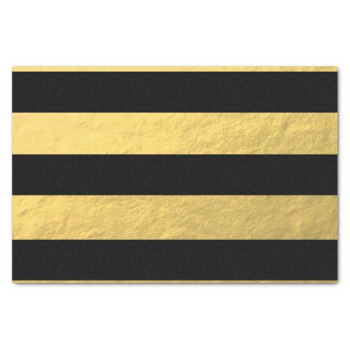 Image of Elegant Black Stripes Gold Foil Printed Tissue Paper