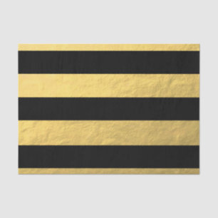 Elegant Black Stripes Gold Foil Printed Tissue Paper