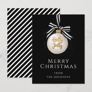 Elegant Black Stripes Merry Christmas Bauble Postcard