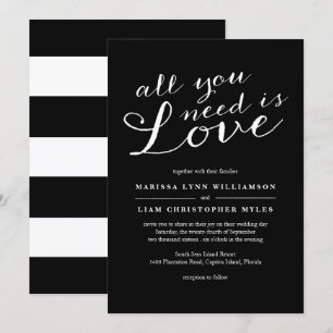 Elegant Black Stripes Wedding Invitation