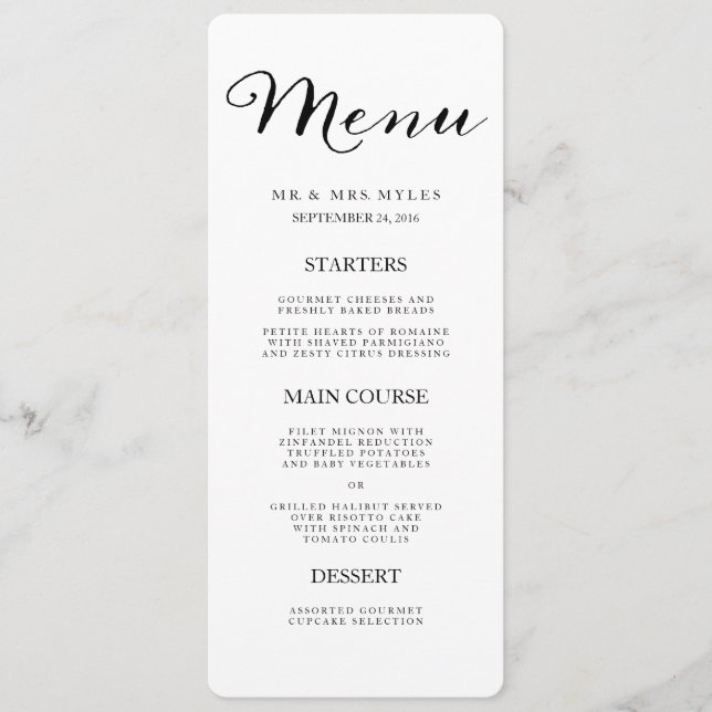 Elegant Black Stripes Wedding Menu (Front)