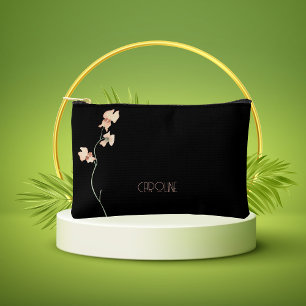 Elegant Black Stylish Floral Boho Cute Accessory Pouch