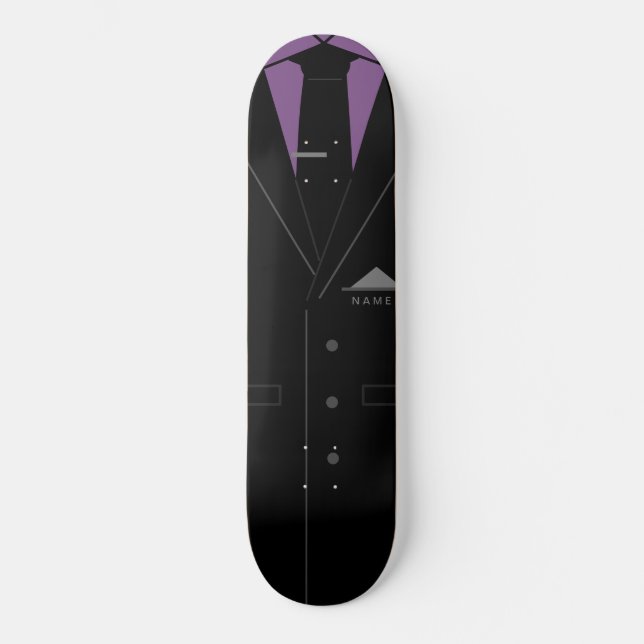 Elegant Black Suit - Add Your Name Skateboard (Front)