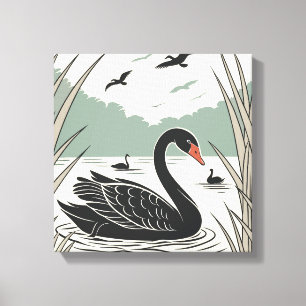 Elegant Black Swan  Canvas Print