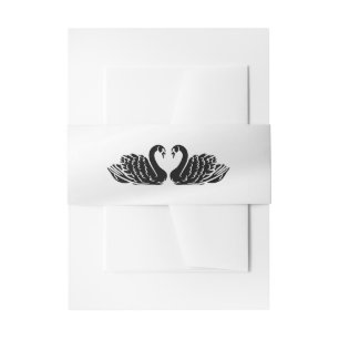 Elegant Black Swans Wedding Invitation Belly Band