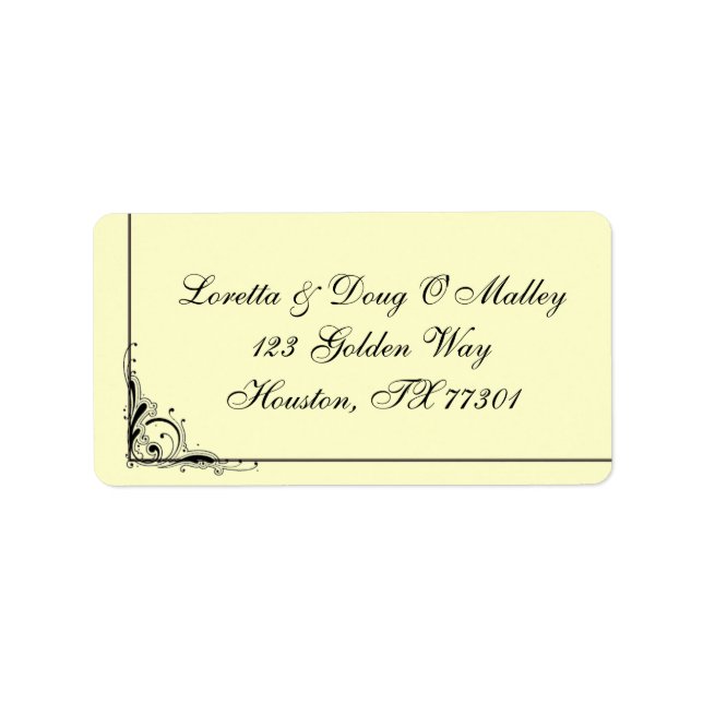 Elegant Black Swirl Label (Front)