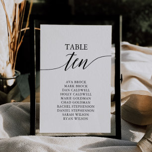 Elegant Black Table Number 10 Seating Chart