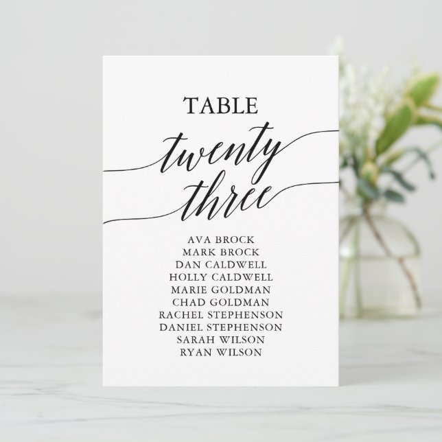 Elegant Black Table Number 23 Seating Chart (Standing Front)