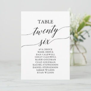 Elegant Black Table Number 26 Seating Chart