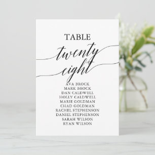 Elegant Black Table Number 28 Seating Chart
