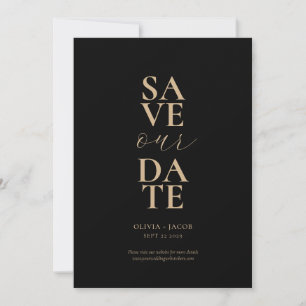 Elegant Black Tan Minimalist Wedding Save The Date