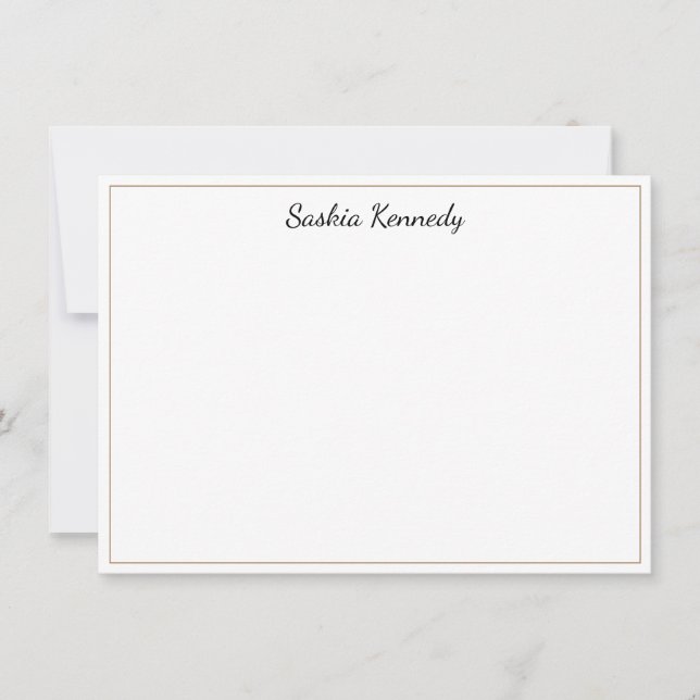 Elegant Black Text Light Brown Border Personalised Card (Front)