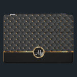 Elegant Black Texture and Gold Pattern - Monogram iPad Pro Cover<br><div class="desc">iPad Cover ready for you to customise. ⭐This Product is 100% Customisable. *****Click on CUSTOMIZE BUTTON to add, delete, move, resize, changed around, rotate, etc... any of the graphics or text or use the fill in boxes. ⭐99% of my designs in my store are done in layers. This makes it...</div>