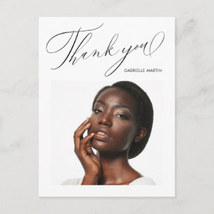 Elegant Black Thank You Script Photo Graduation Postcard