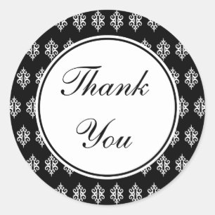 Elegant Black Thank You Stickers