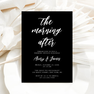 Elegant Black The Morning After Wedding Brunch  Invitation
