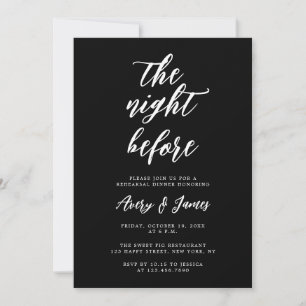 Elegant Black The Night Before Rehearsal Dinner  Invitation