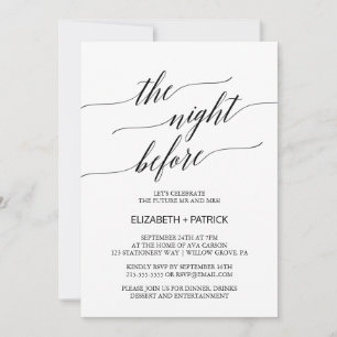 Elegant Black The Night Before Rehearsal Dinner Invitation