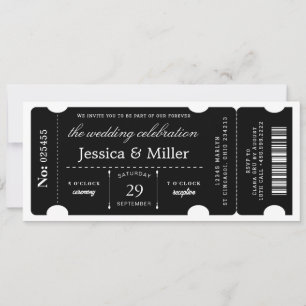 Elegant Black Ticket Wedding Invitation