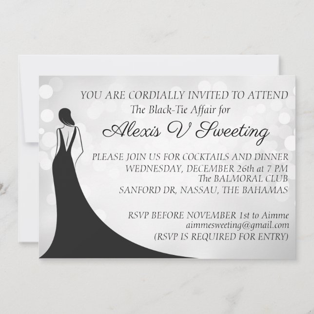 Elegant Black Tie 50th Birthday Invitation (Back)